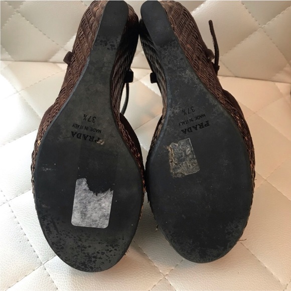 Prada | 37.5 7.5 basket weave wedge platform - Picture 3 of 3